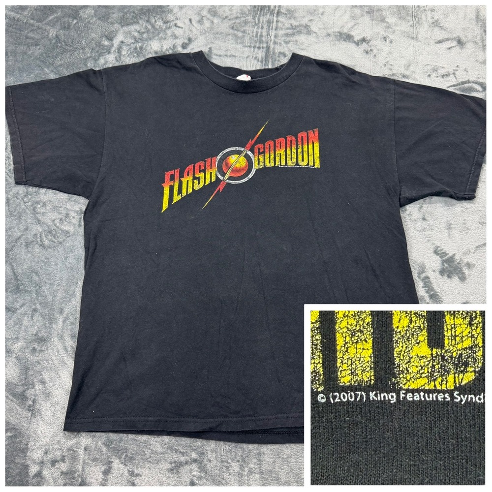Vintage 2007 Flash Gordon Graphic T-Shirt Mens XL Black Alstyle Sci-Fi Movie Tee